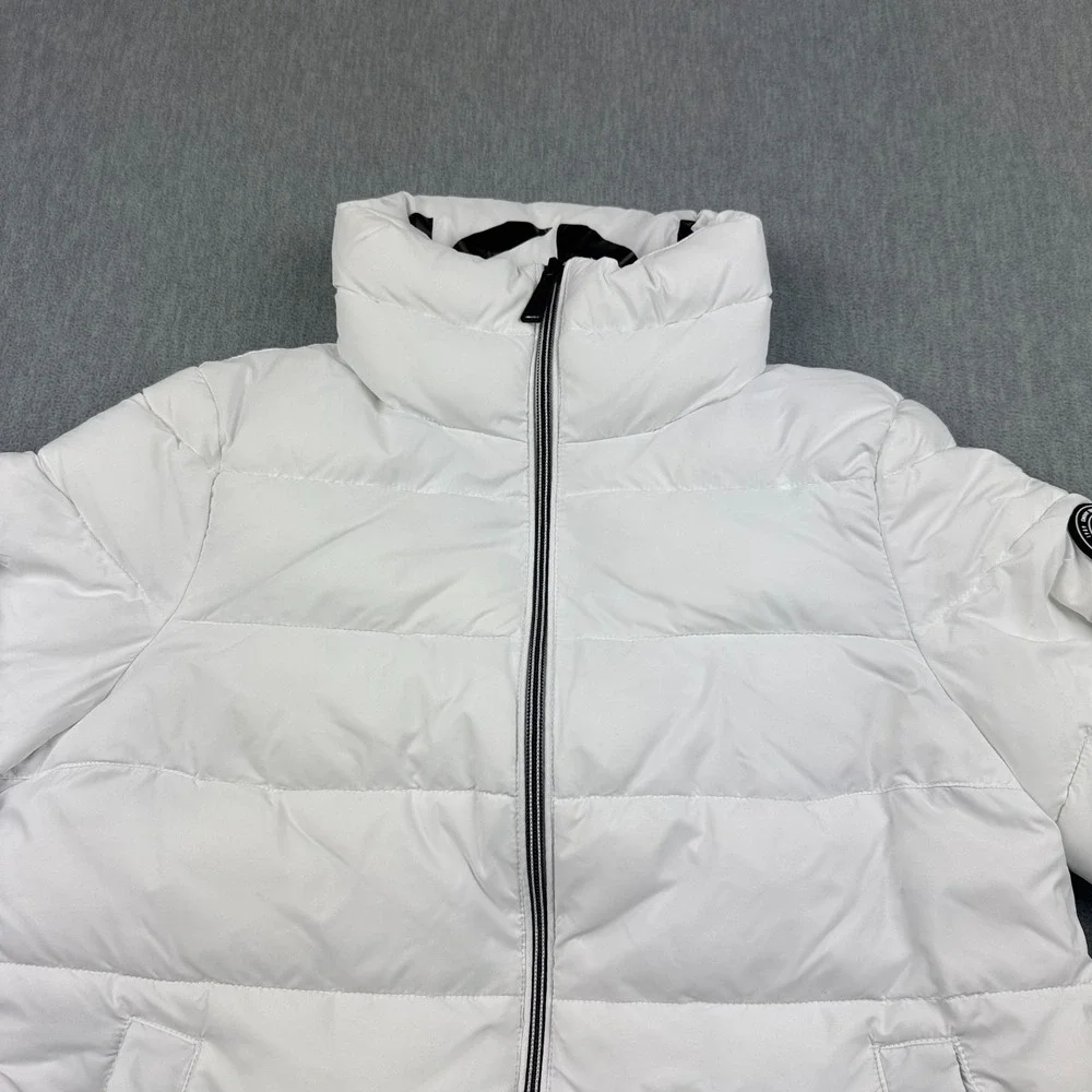 DKNY Sport Jacket Women Small White Puffer Quilt Sorona Full Zip Outdoors Winter